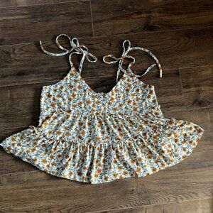 Anthropology E & M spaghetti straps Summer ruffled and tiered cami crop size L